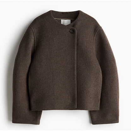 Lilas® | Manteau Court en Laine à Col Rond