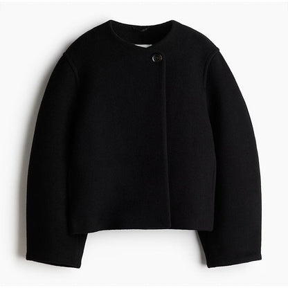 Lilas® | Manteau Court en Laine à Col Rond
