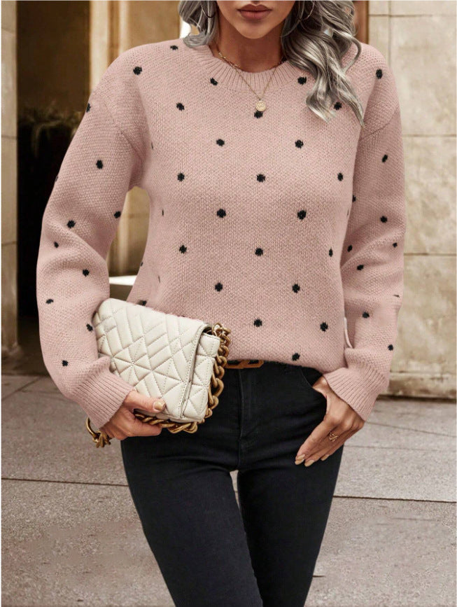 Morgana® | Pull à Col Rond à Pois Jacquard