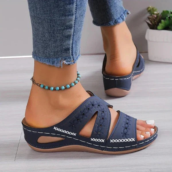Maria® | Sandale orthopédique - pantoufles brodées